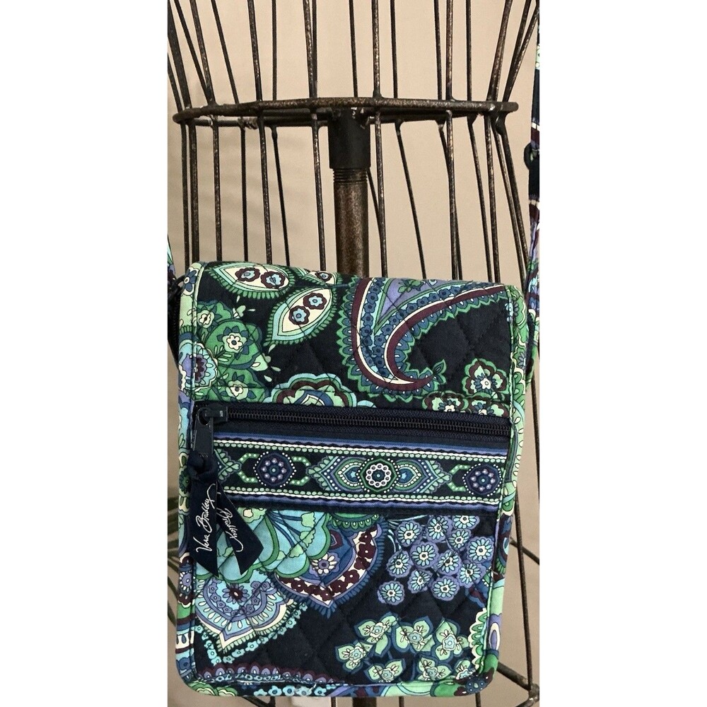 Vera Bradley Mini Paisley Blue Green Crossbody Handbag EUC